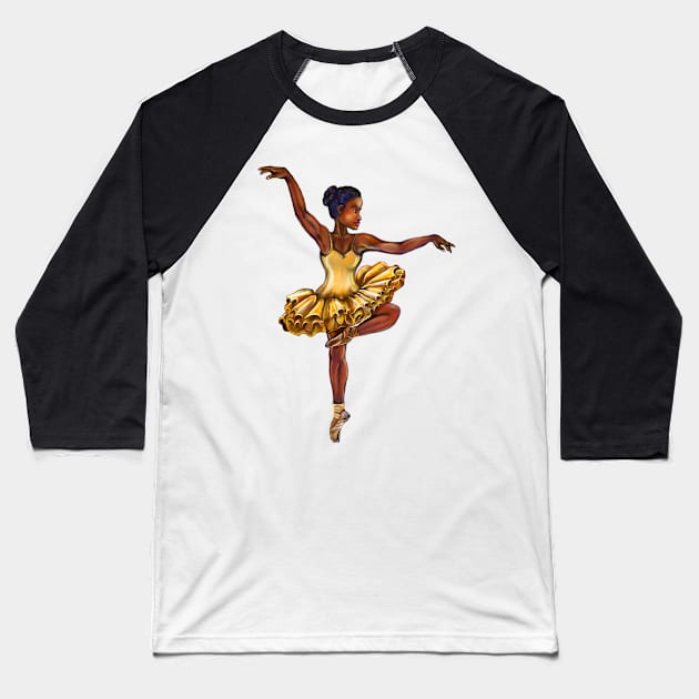 Ballerina in yellow dress- brown skin ballerina Baseball T-Shirt by Artonmytee